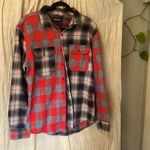 Betabrand USA men’s heavy flannel red/gray/black Large plaid